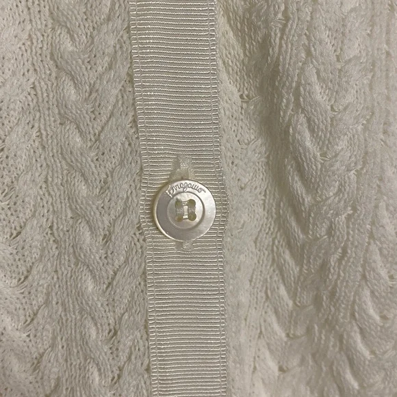 Salvatore Ferragamo White Cardigan Cable Knit VNeck Button Down Sweater XL - Picture 5 of 10